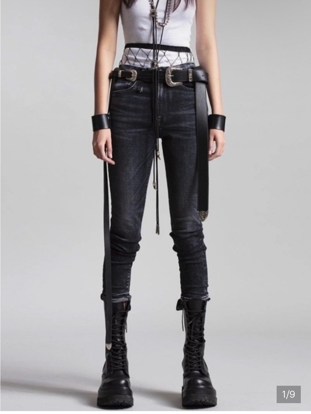 R13 Black Italian Fabric Denim High Rise Skinny Size 30 Goth Grunge Punk Emo 🖤